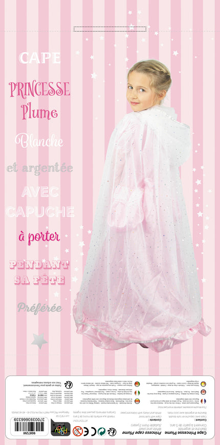 CAPE PRINCESSE PLUME BLANCHE ET ARGENT ENFANT