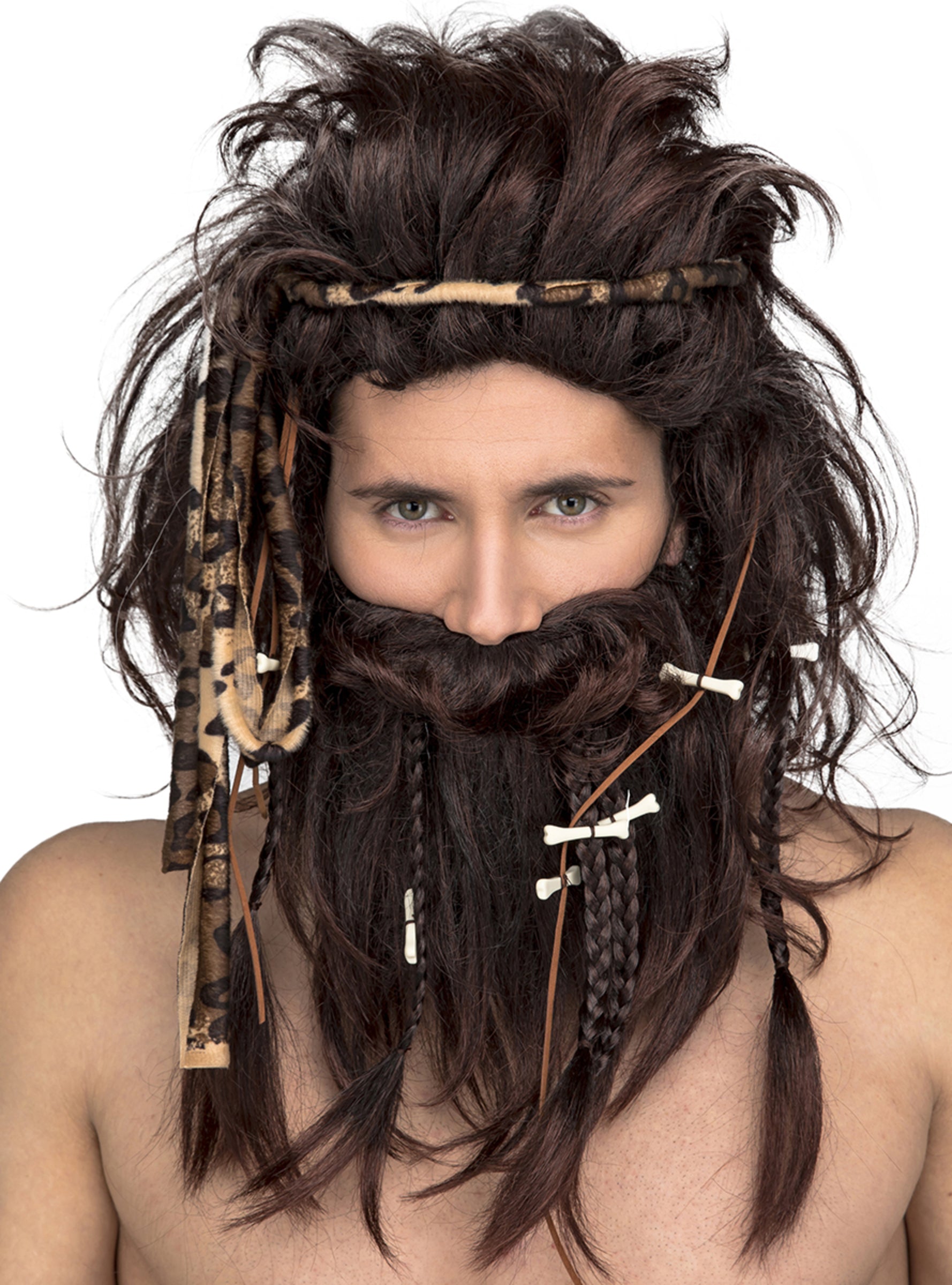 Perruque homme des cavernes châtain homme