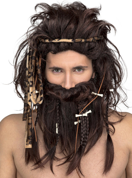 Perruque homme des cavernes châtain homme