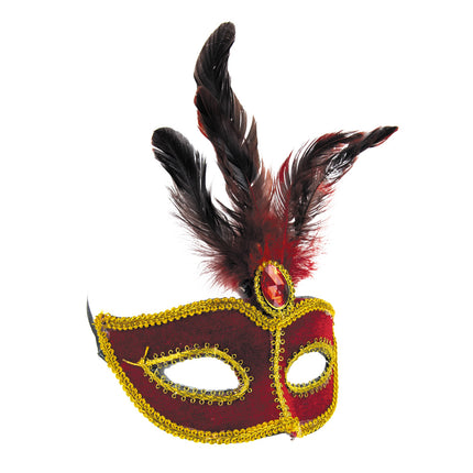 MASQUE ROUGE AVEC PLUMES