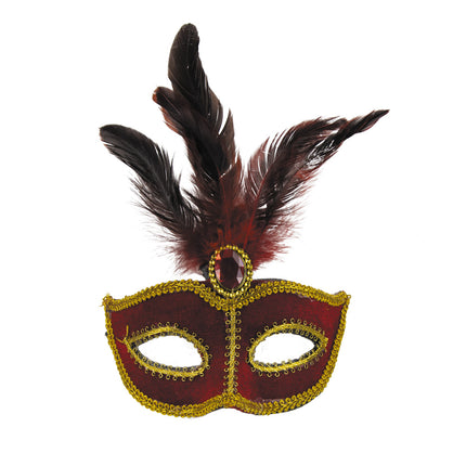 MASQUE ROUGE AVEC PLUMES