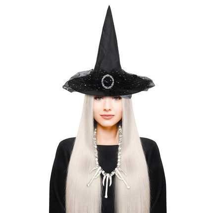 CHAPEAU SORCIERE AVEC BROCHE