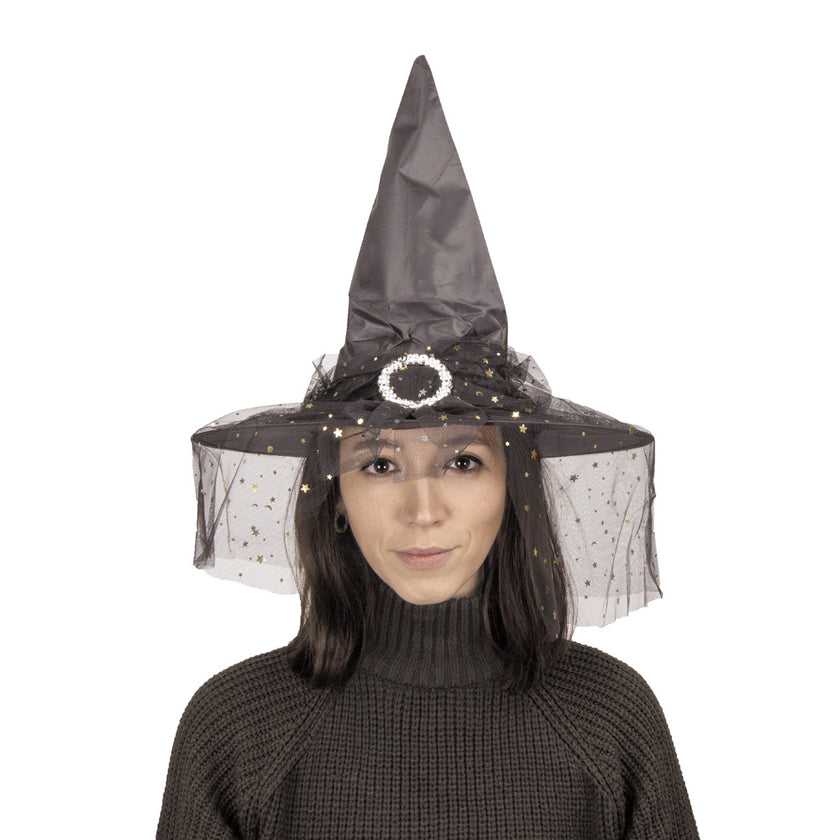 CHAPEAU SORCIERE AVEC BROCHE