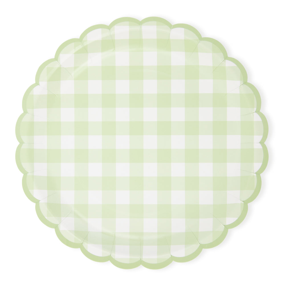 ASSIETTES FESTONNEES VICHY PASTEL 4 COUL ASS  23CM X 8