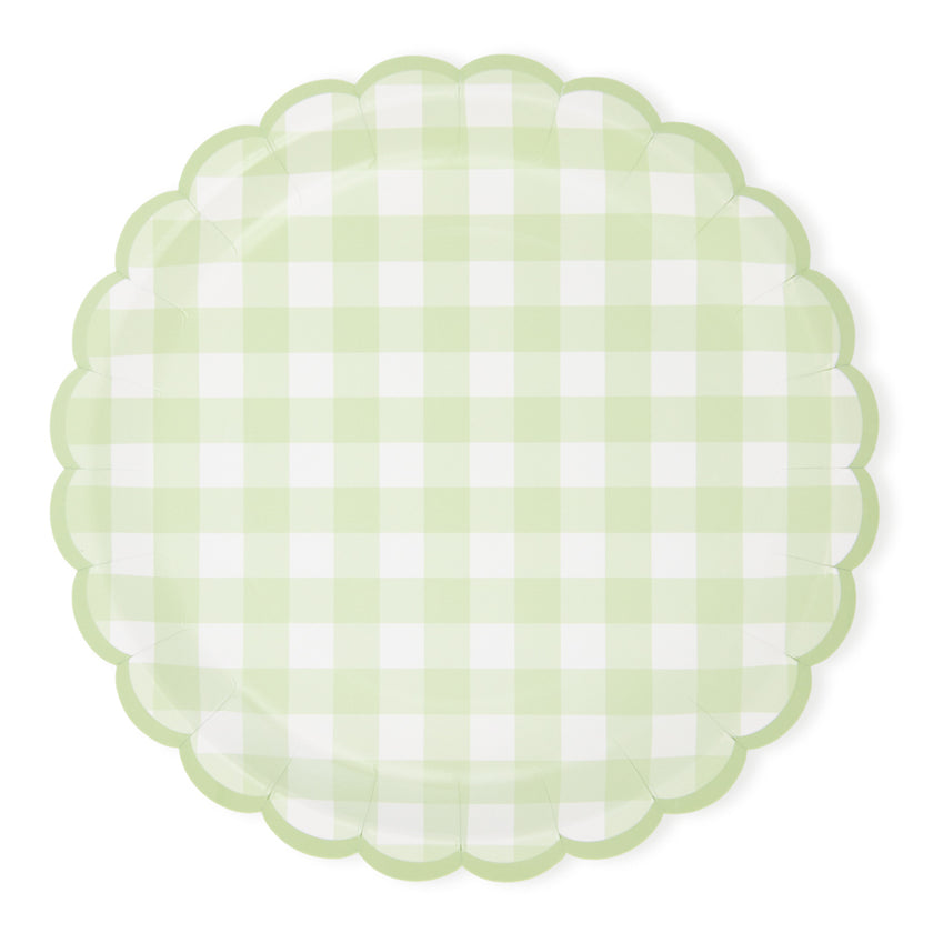 ASSIETTES FESTONNEES VICHY PASTEL 4 COUL ASS  23CM X 8