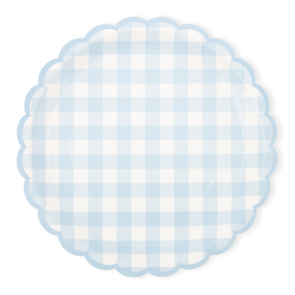 ASSIETTES FESTONNEES VICHY PASTEL 4 COUL ASS  23CM X 8