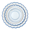 ASSIETTES FESTONNEES FLEUR BLEUE  XXL 30.5CM  X 8