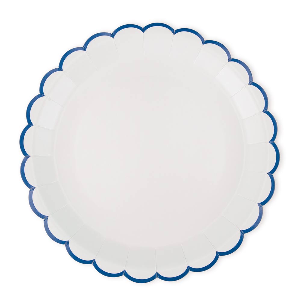 ASSIETTES FESTONNEES FLEUR BLEUE  XXL 30.5CM  X 8