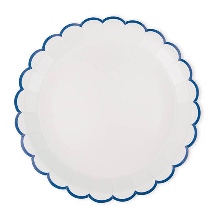 ASSIETTES FESTONNEES FLEUR BLEUE  XXL 30.5CM  X 8