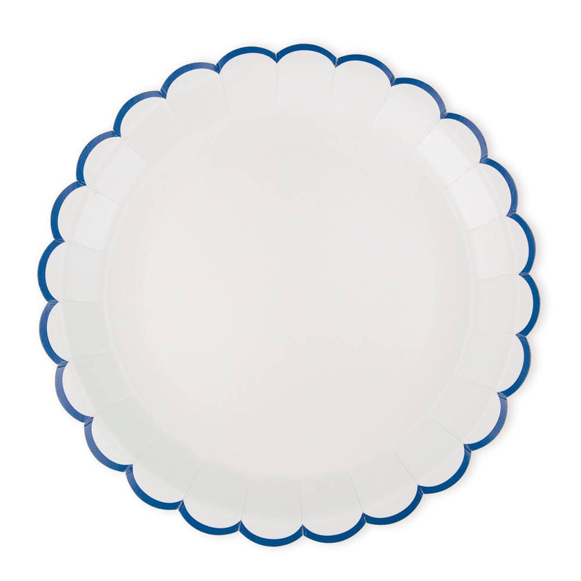 ASSIETTES FESTONNEES FLEUR BLEUE  XXL 30.5CM  X 8