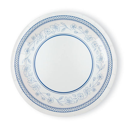 ASSIETTES A DESSERT FESTONNEES FLEUR BLEUE 18CM X 8