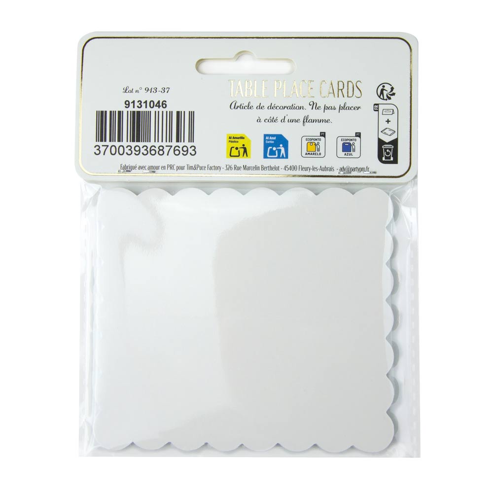 MARQUE-PLACES FESTONNES FLEUR BLEUE X 8PCS