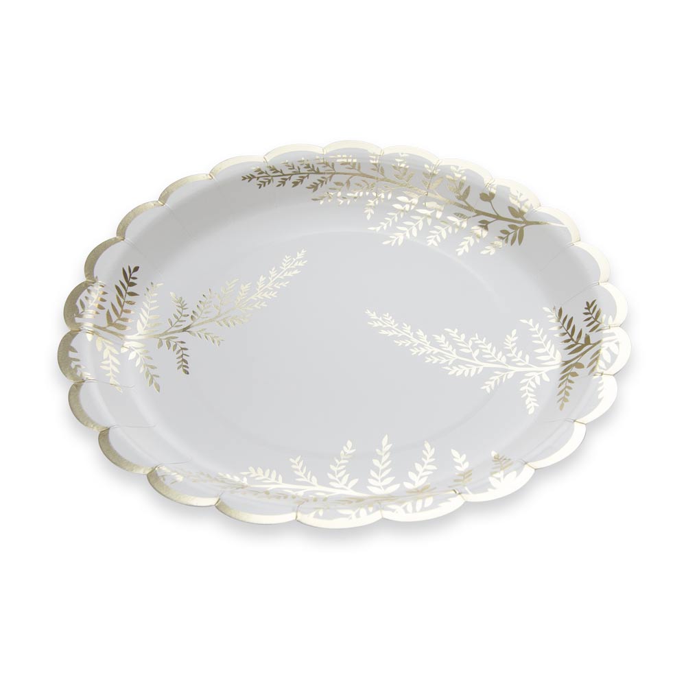 ASSIETTES FESTONNEES 23CM FOUGERE WHITE X 8
