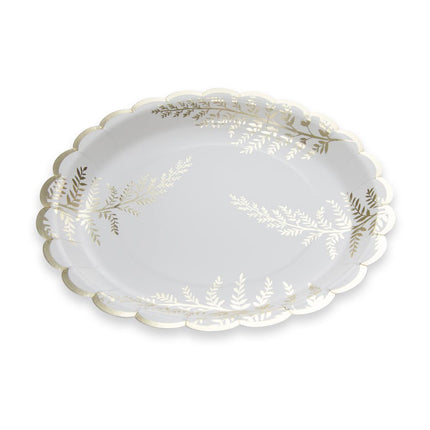 ASSIETTES FESTONNEES 23CM FOUGERE WHITE X 8
