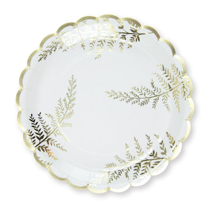 ASSIETTES FESTONNEES 23CM FOUGERE WHITE X 8