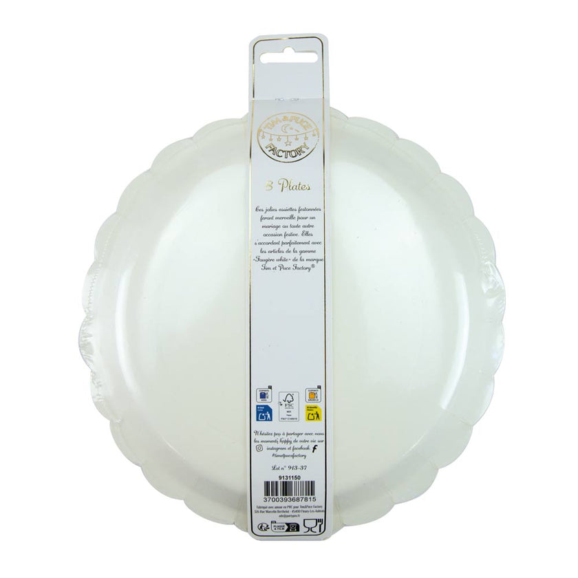 ASSIETTES FESTONNEES 23CM FOUGERE WHITE X 8