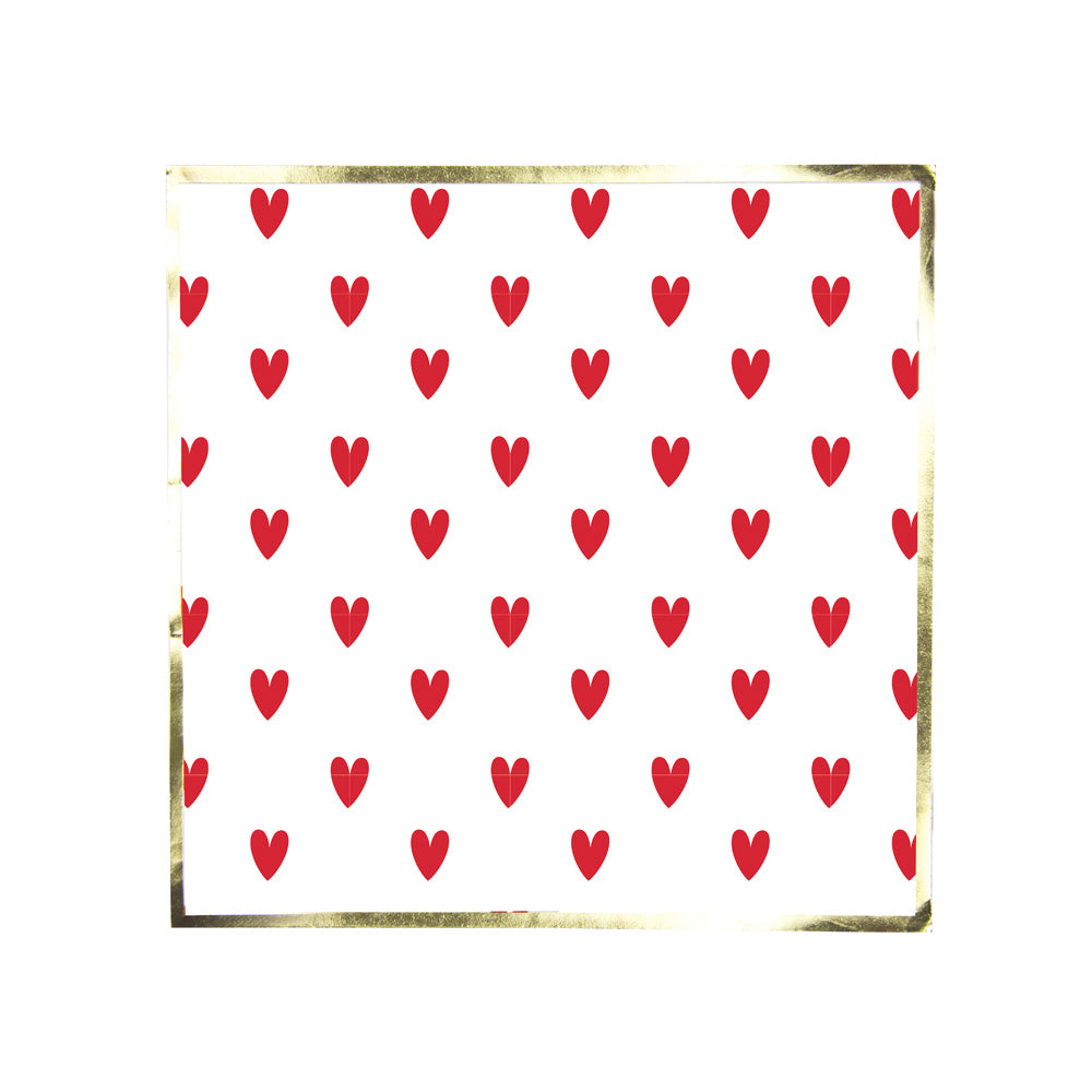 SERVIETTES 33X33CM COEURS ROUGES X 16