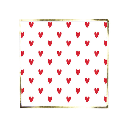 SERVIETTES 33X33CM COEURS ROUGES X 16