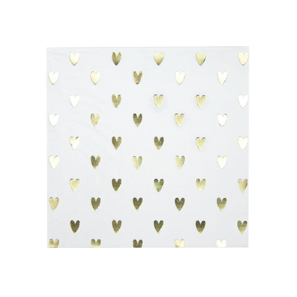 SERVIETTES COEURS DORES X 16