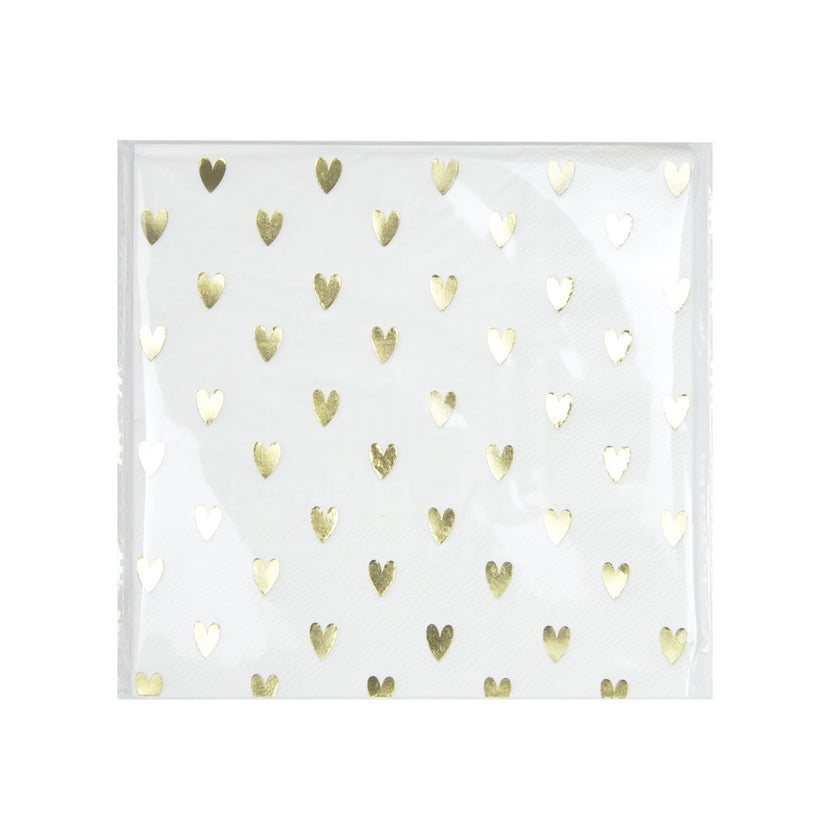 SERVIETTES COEURS DORES X 16