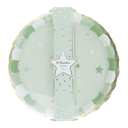 ASSIETTES FESTONNEES 23CM VERT PASTEL X 8