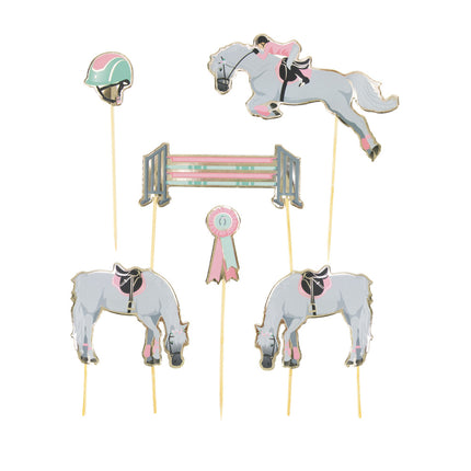 SET DE 6 DECORATIONS CHEVAL D'AMOUR POUR GATEAUX