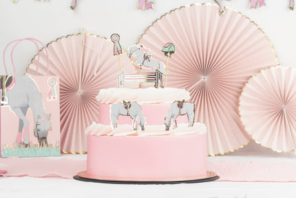 SET DE 6 DECORATIONS CHEVAL D'AMOUR POUR GATEAUX