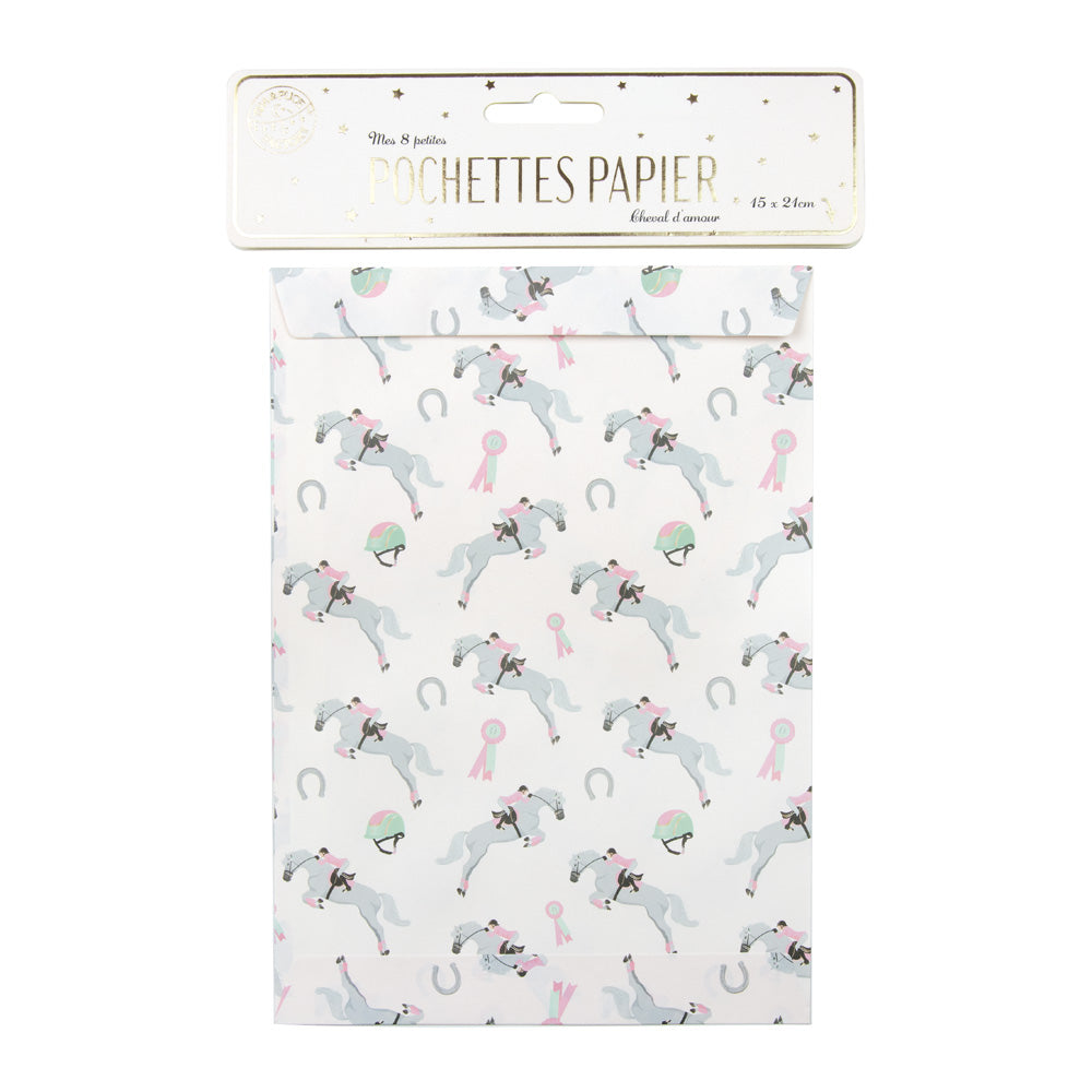 POCHETTES PAPIER CHEVAL D'AMOUR X 8PCS