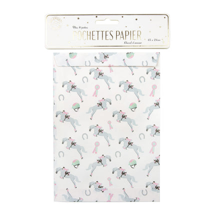 POCHETTES PAPIER CHEVAL D'AMOUR X 8PCS