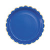 ASSIETTES FESTONNEES 23CM BLEU MAJORELLE ET OR X 8