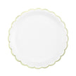 ASSIETTES FESTONNEES 23CM BLANCHES ET OR X 8