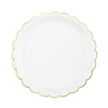 ASSIETTES FESTONNEES 23CM BLANCHES ET OR X 8