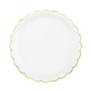 ASSIETTES FESTONNEES 23CM BLANCHES ET OR X 8