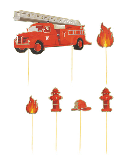 SET DE 6 DECORATIONS POMPIERS POUR GATEAUX