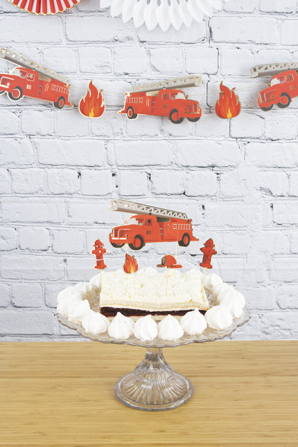 SET DE 6 DECORATIONS POMPIERS POUR GATEAUX