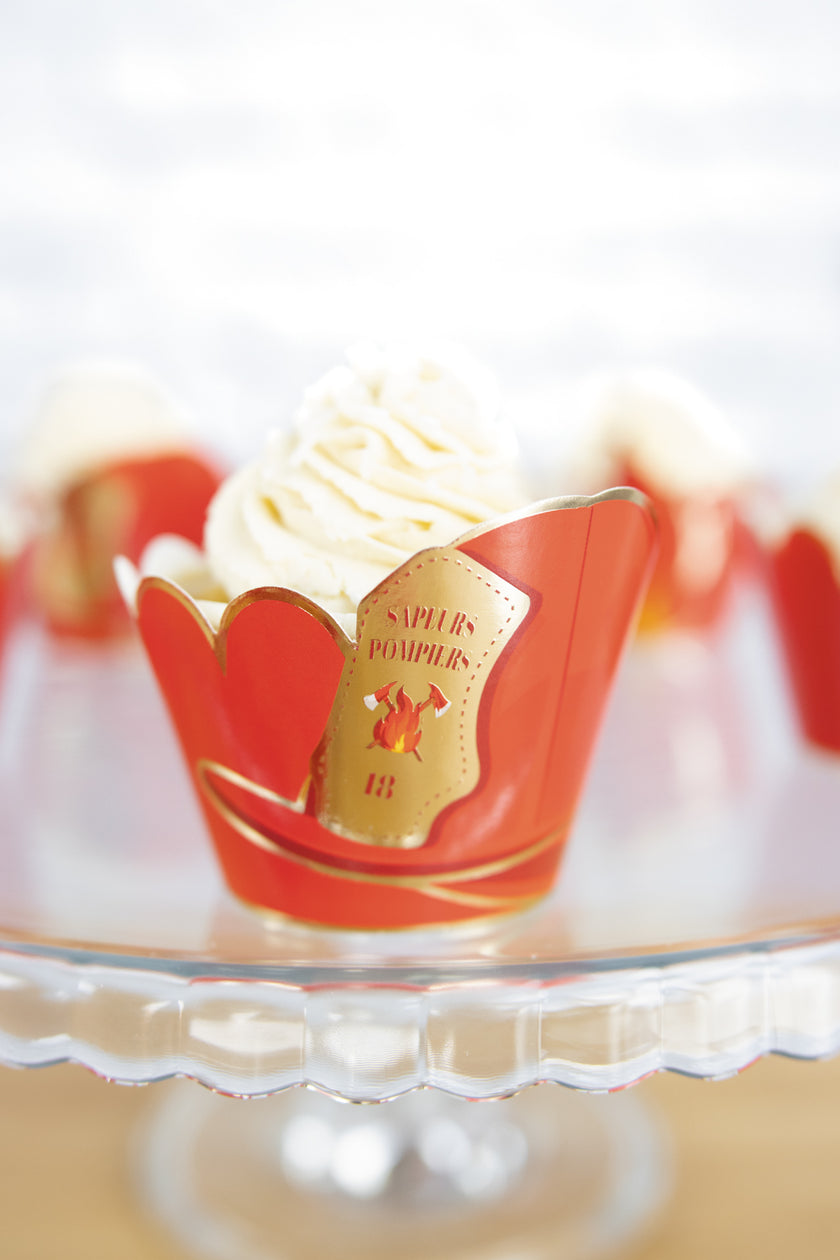 CUPCAKE WRAPPERS POMPIERS X 6