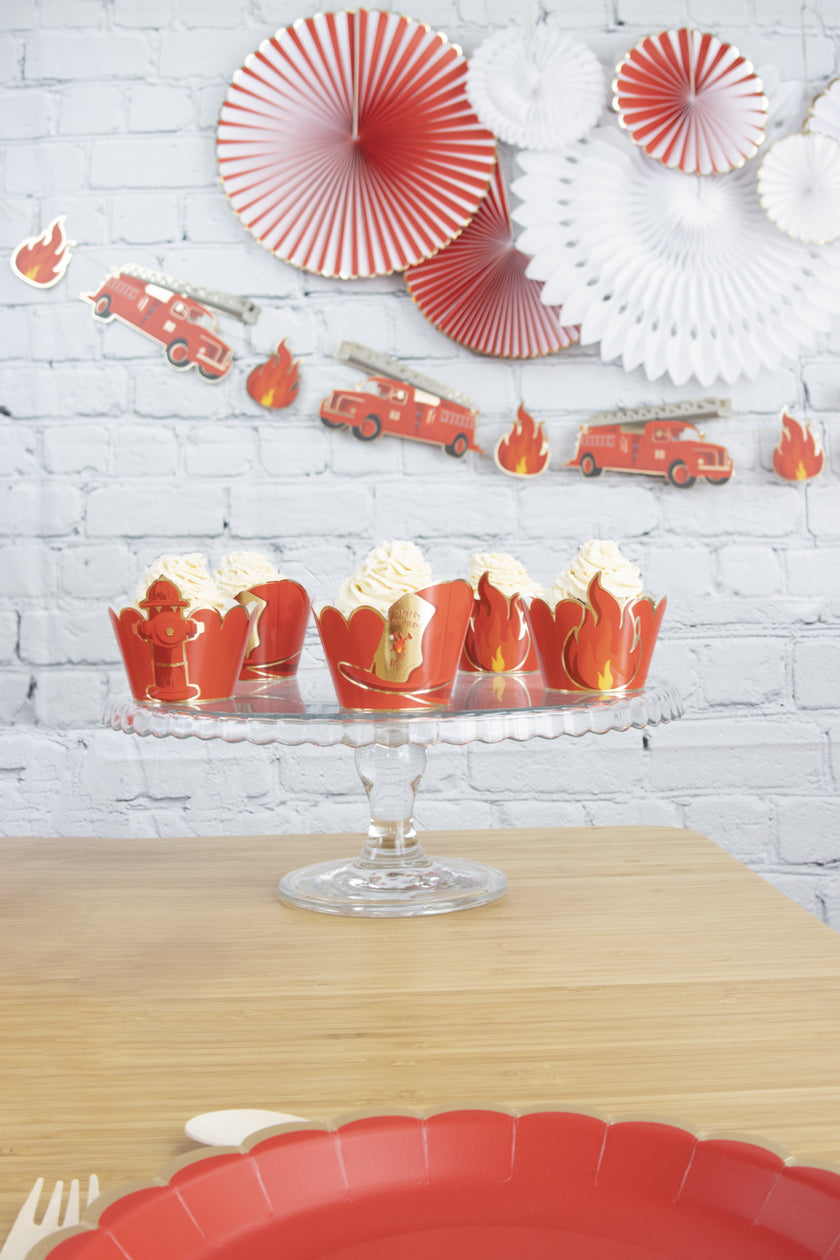 CUPCAKE WRAPPERS POMPIERS X 6