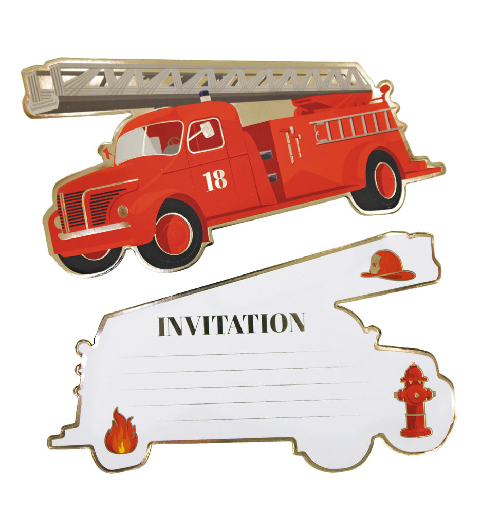 SET DE 8 INVITATIONS POMPIERS