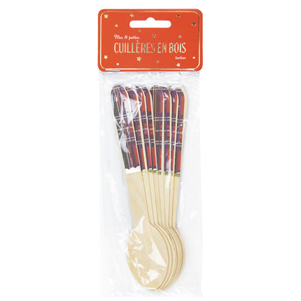 PETITES CUILLERES EN BOIS TARTAN X 8