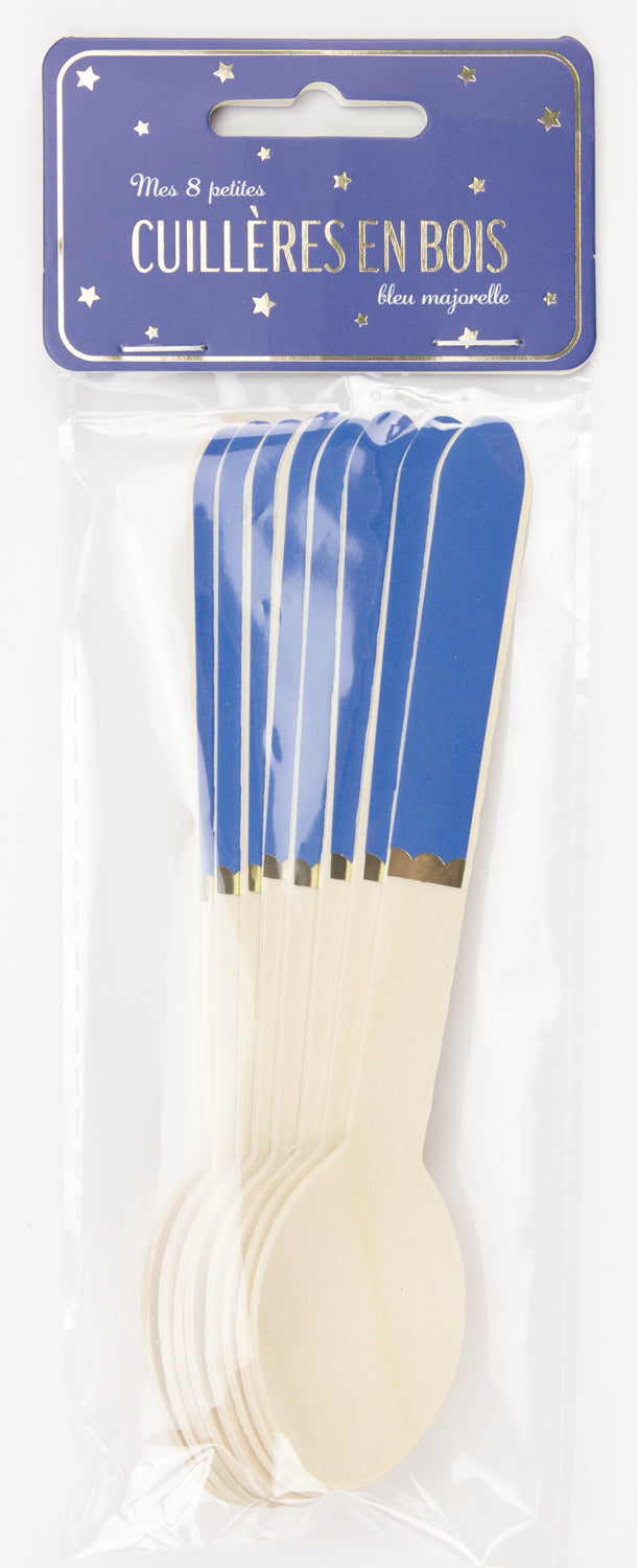 PETITES CUILLERES EN BOIS BLEU MAJORELLE X 8