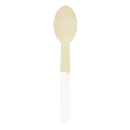 PETITES CUILLERES EN BOIS BLANCHES ET OR X 8