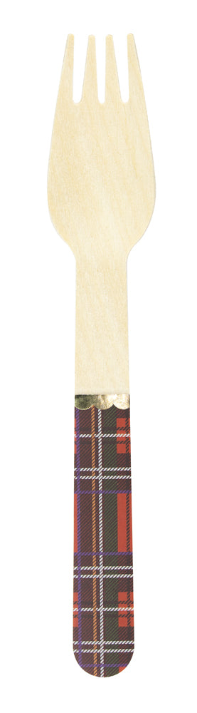 PETITES FOURCHETTES EN BOIS TARTAN X 8