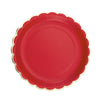 ASSIETTES FESTONNEES 23CM ROUGES ET OR X 8