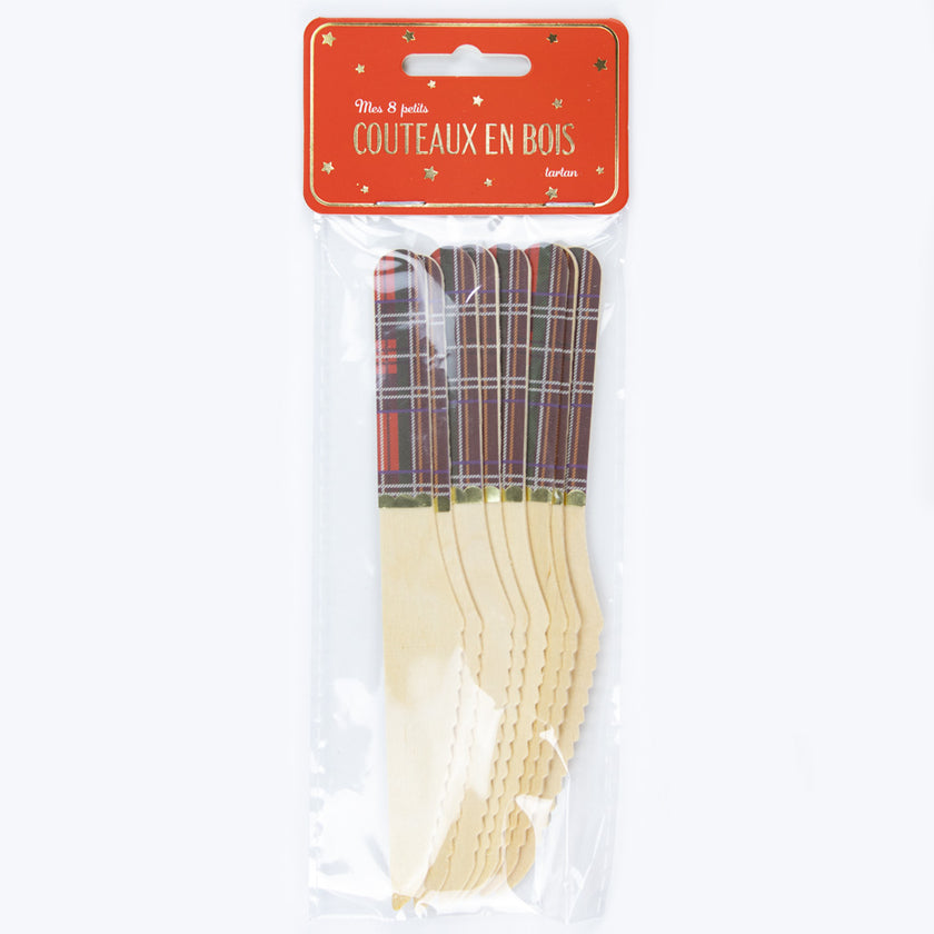 PETITS COUTEAUX EN BOIS TARTAN X 8