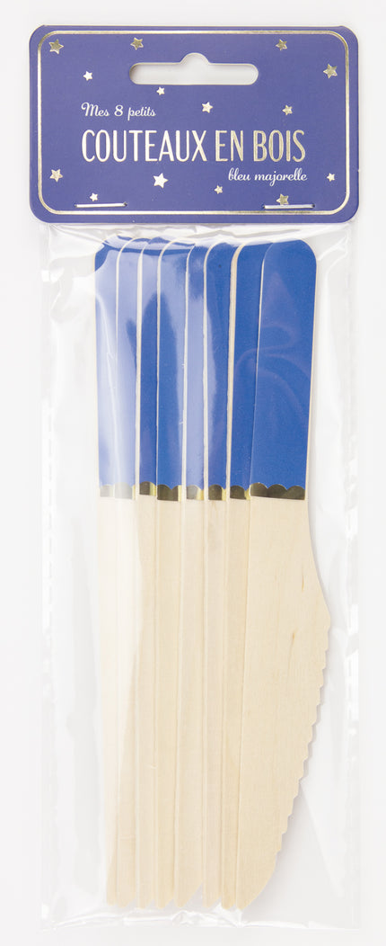 PETITS COUTEAUX EN BOIS BLEU MAJORELLE X 8