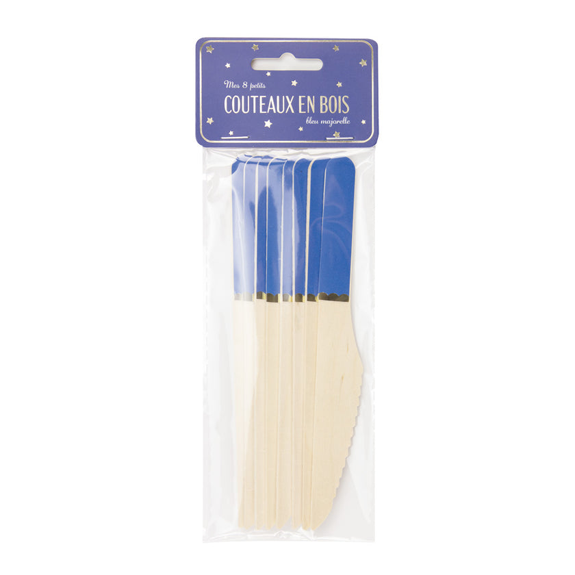 PETITS COUTEAUX EN BOIS BLEU MAJORELLE X 8