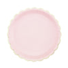 ASSIETTES FESTONNEES 23CM ROSE PASTEL ET OR X 8
