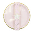 ASSIETTES FESTONNEES 23CM ROSE PASTEL ET OR X 8