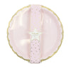 ASSIETTES FESTONNEES 23CM ROSE PASTEL ET OR X 8