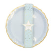 ASSIETTES FESTONNEES 23CM BLEU PASTEL ET OR X 8